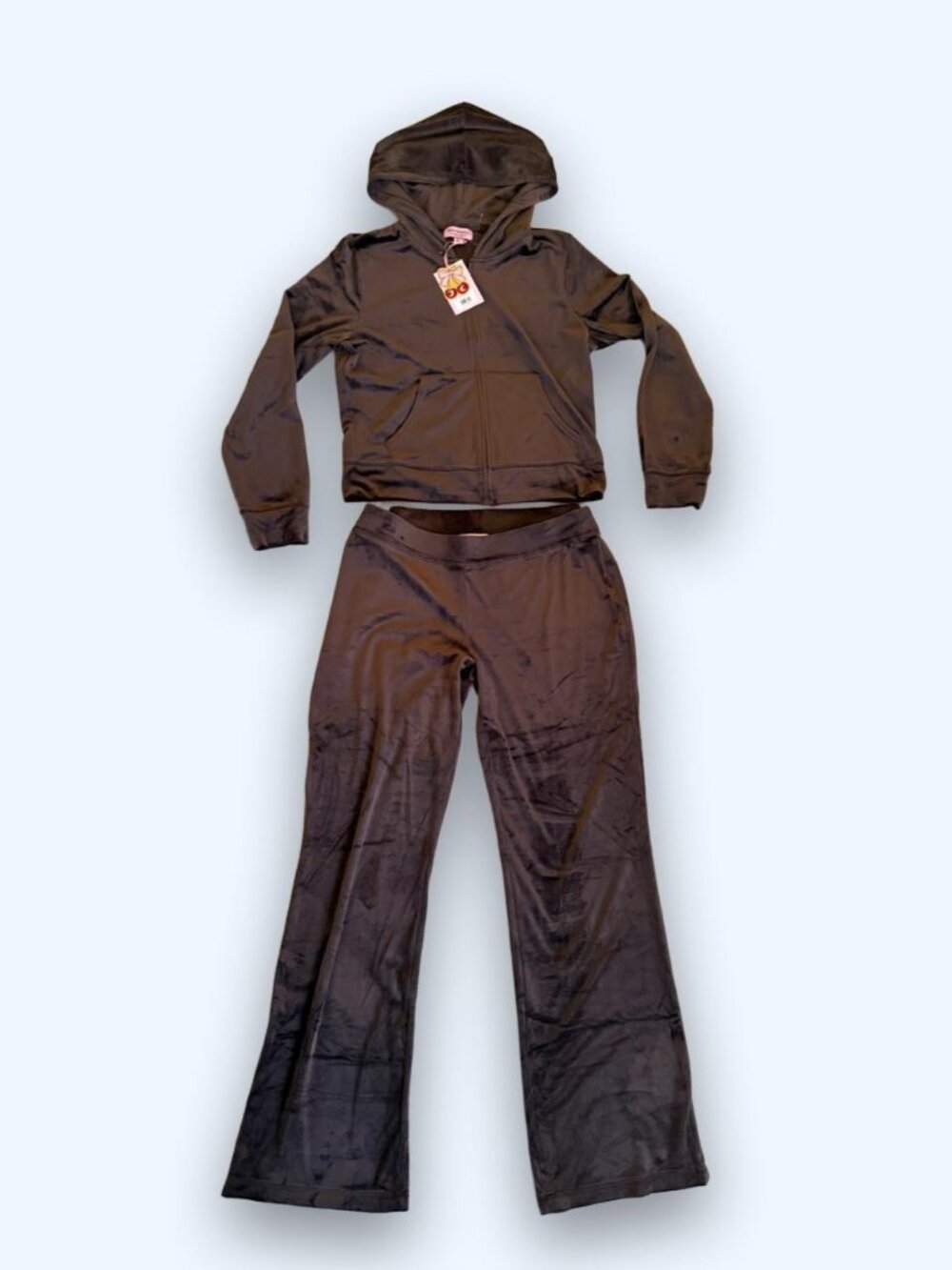 Juicy Couture Brown Velour Tracksuit Set Rhinestone Bling XL NWT